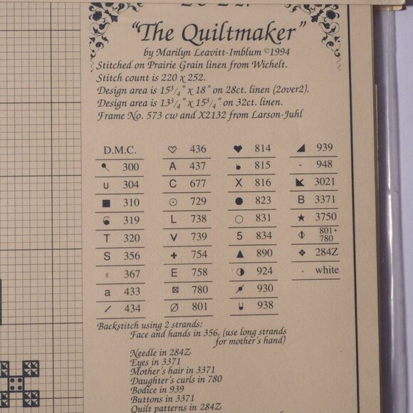 Vintage Lavender & Lace Victorian Cross Stitch Kit "The Quiltmaker" 1994 - Picture 3 of 4